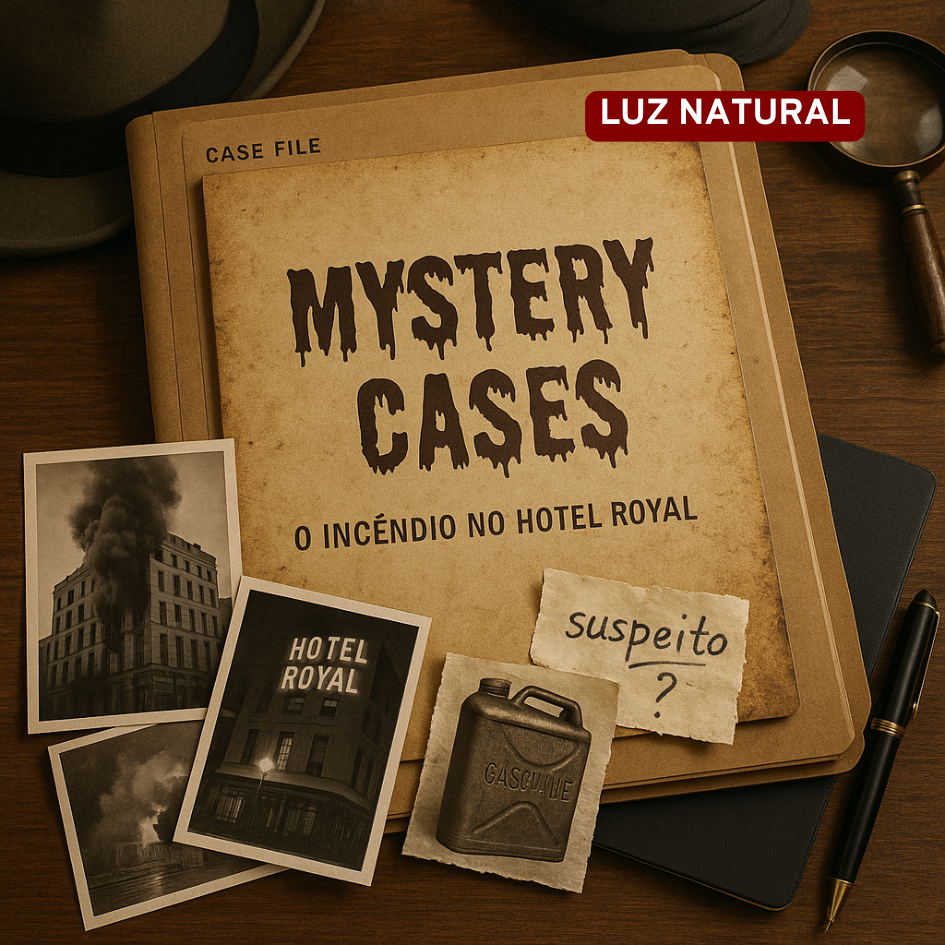 Escape Room em Casa – Incêndio no Hotel Royal da Mystery Cases